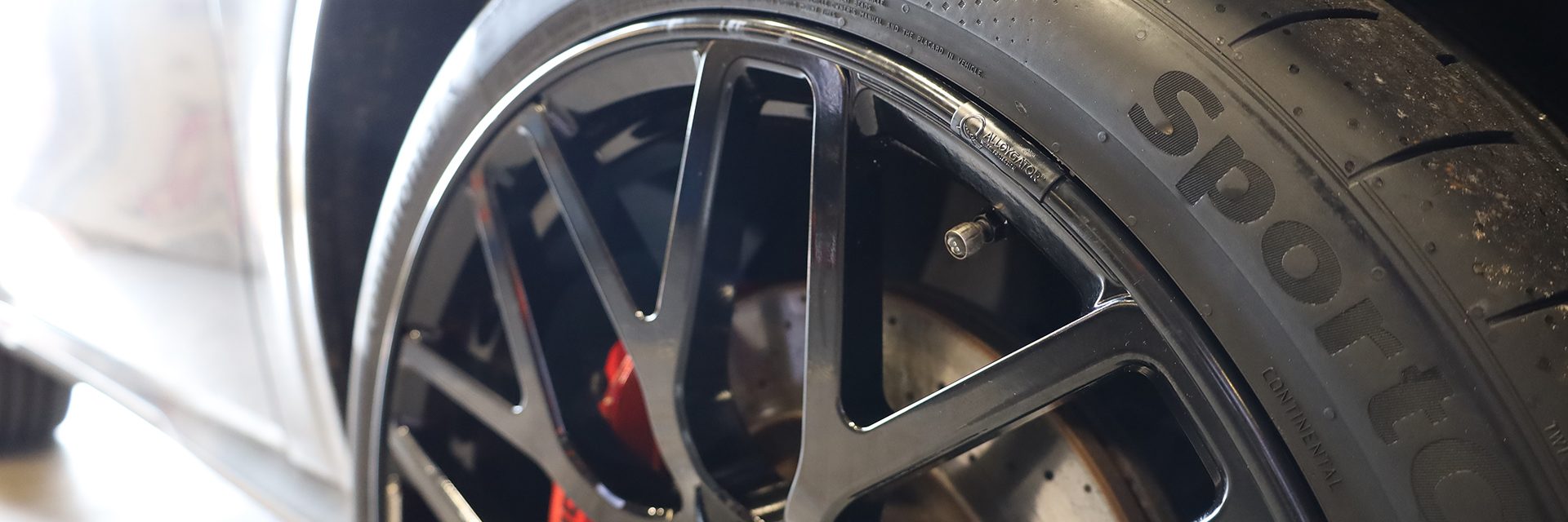 Wheel with AlloyGator Installed – Brake Inspection Wheel with AlloyGator installed, showcasing brake maintenance.